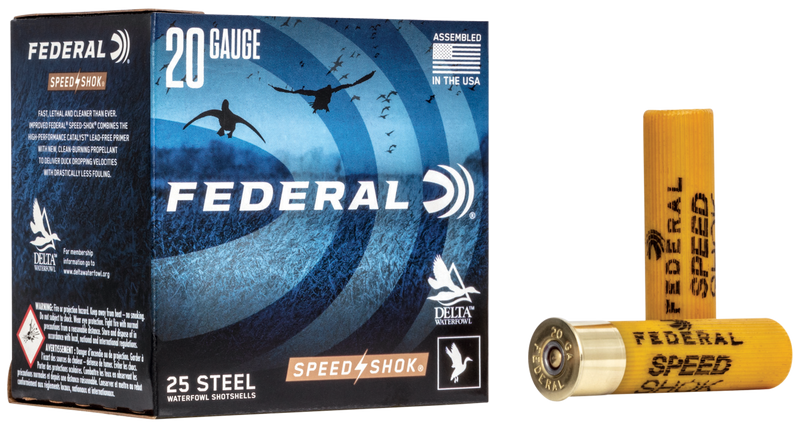 Federal Speed-Shok Plastic 20 Gauge 3" 7/8oz #4 Steel Shot 25 Round Box - WF2094