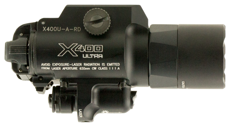 SureFire X400U-A-RD Ultra Weapon Light with Red Laser, Black - X400UARD