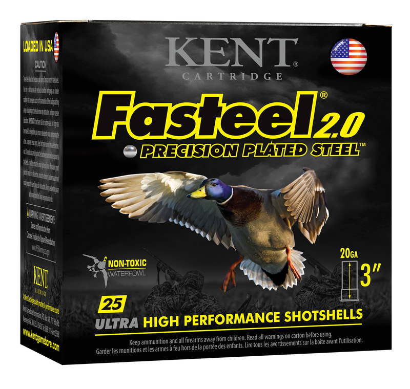 Kent Cartridge Fasteel 2.0 Steel 20 Gauge 3" 7/8 oz #2 Shot 25 Round Box - K203FS242