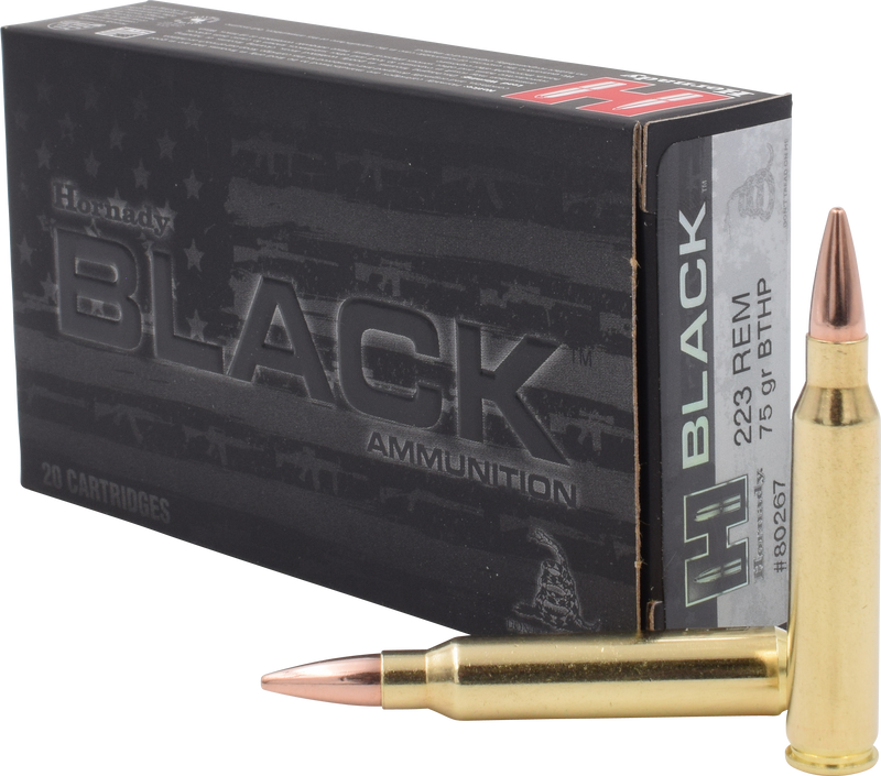 Hornady Black 223 Rem 75gr Boat Tail Hollow Point Match Ammunition - 80267