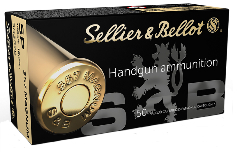 Sellier & Bellot .357 Magnum 158gr Soft Point Handgun Ammo, 50rd Box - SB357B