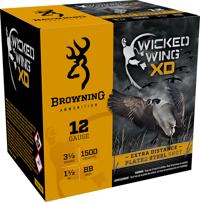 Browning Wicked Wing XD Steel 12 Gauge 3.50" 1 1/2oz BB Shot 25 Round Box - B193411240