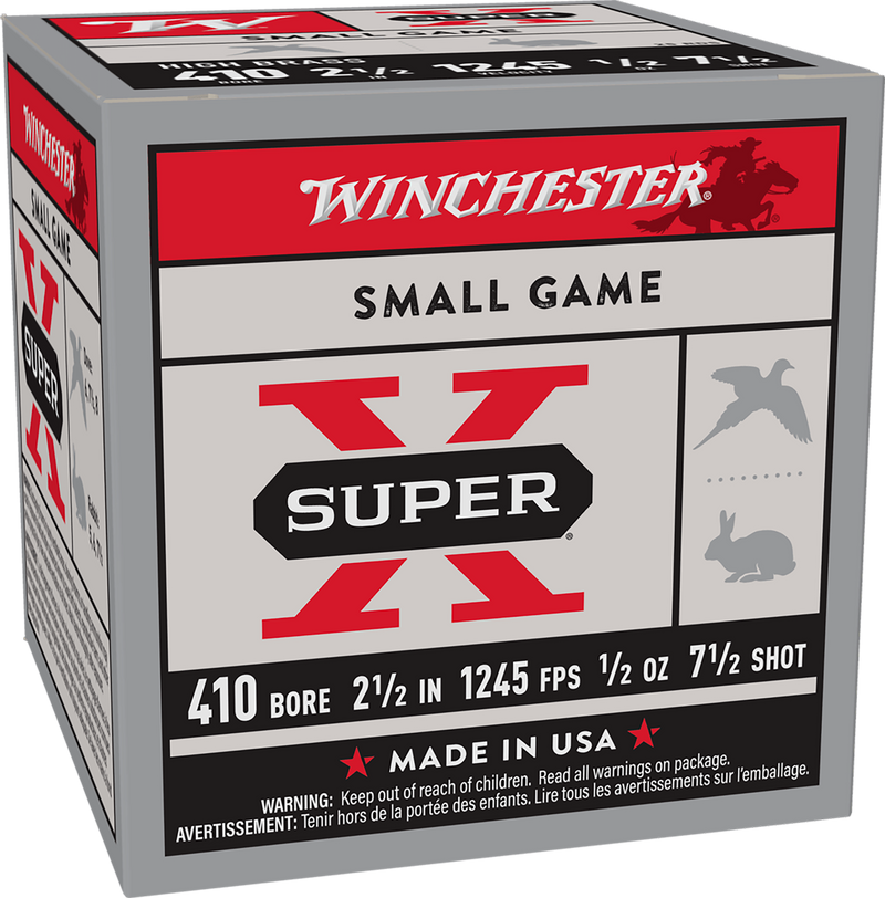 Winchester Super-X Plastic 410 Bore 1/2 oz #7.5 Shot 25 Round Box - X417