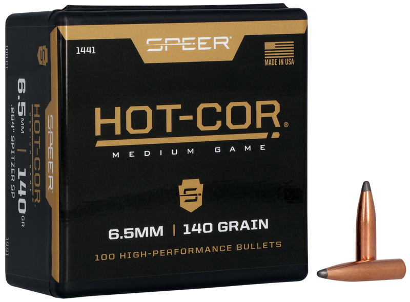 Speer Hot-Cor 264 Cal 140gr Spitzer Soft Point Reloading Bullets - 1441