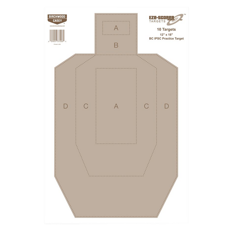 Birchwood Casey EZE-Scorer IPSC Practice Silhouette Paper Targets 12" x 18" Tan 10 Pack - 37206
