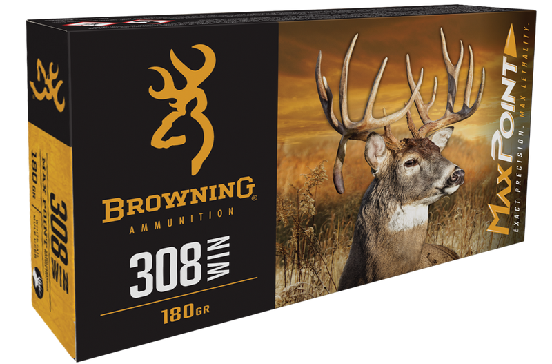 Browning Max Point 308 Win 168gr Rifle Ammo, 20 Round Box - B192103082