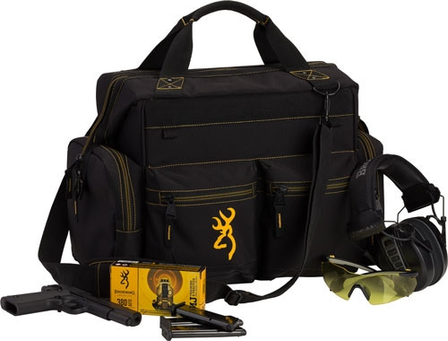 Browning Black & Gold Shooter's Bag, Black with Buck Mark Logo - 121095899