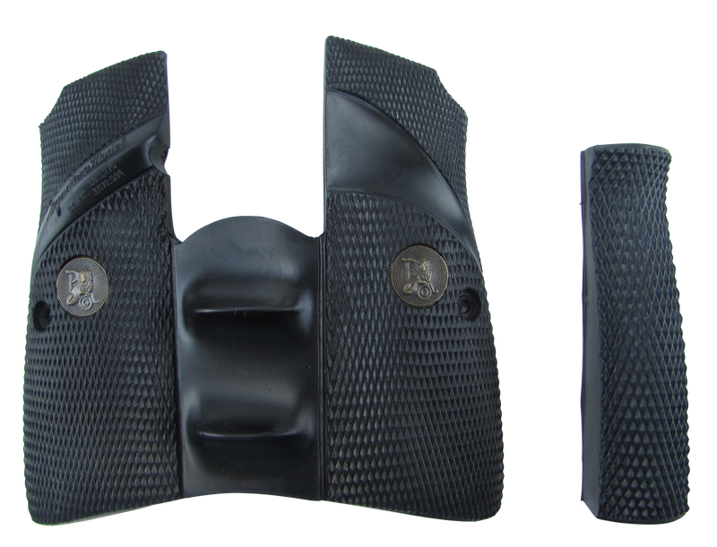 Pachmayr Signature Grip Wraparound Checkered Black Rubber with Backstrap & Finger Grooves for Browning Hi-Power - 03952