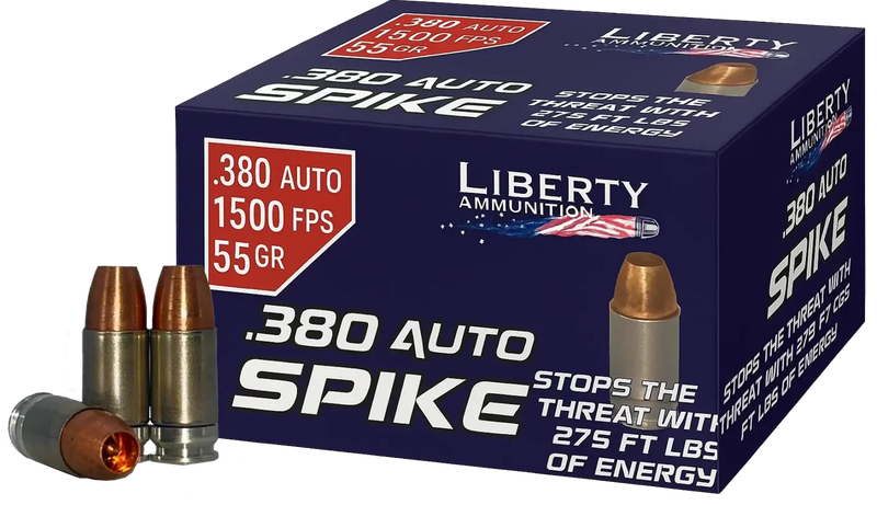 Liberty Ammunition Spike .380 Auto 55gr HP 1500 fps 20/ct - LASPI380551500