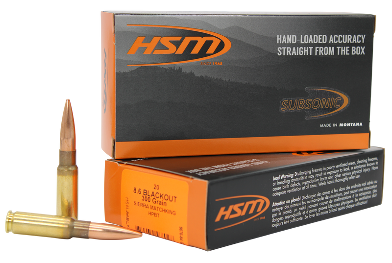 HSM 8.6 Blackout 300gr Hollow Point Boat Tail Rifle Ammo, 20 Rounds - 86BLK1N