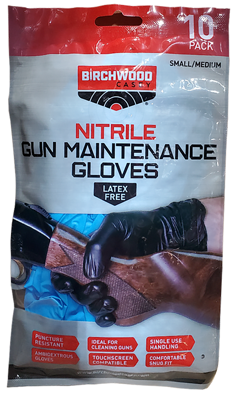 Birchwood Casey Nitrile Gun Maintenance Gloves, Black - NGLVS-M
