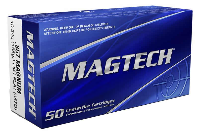 Magtech 357 Magnum 158gr FMJ Flat Point Handgun Ammo, 50/Box - 357D