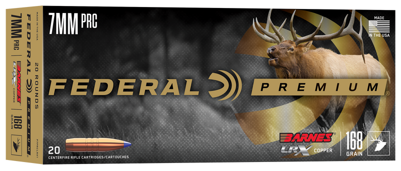 Federal Premium 7mm PRC 168gr Barnes LRX Lead Free Rifle Ammo, 20rd Box - P7PRCLRX1