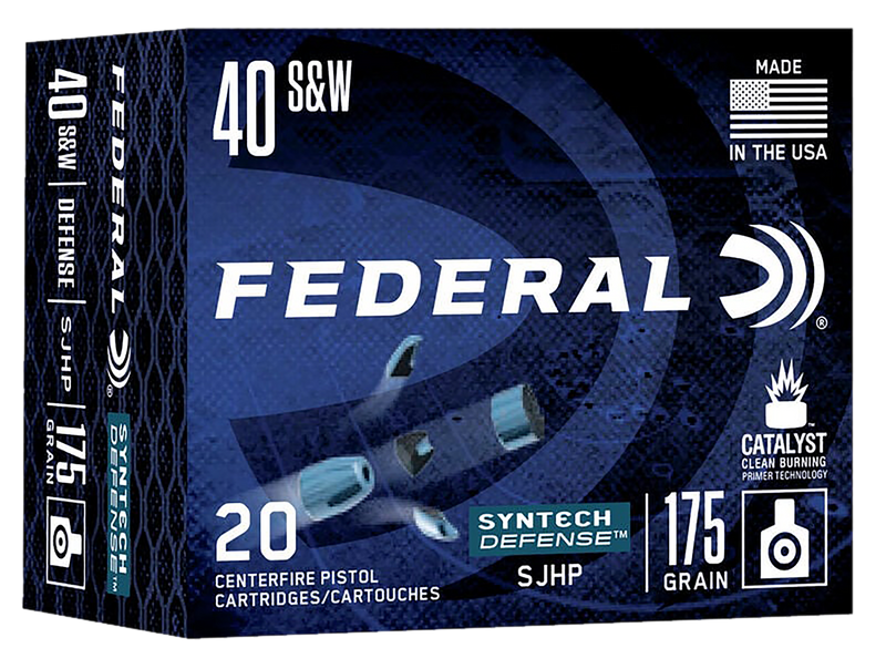 Federal Syntech Defense 40 S&W 175gr Segmented Jacketed Hollow Point Handgun Ammo, 20rd Box - S40SJT1