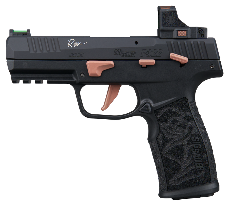 Sig Sauer P322 ROSE .22 LR 4" 20rd Pistol, Black with Rose Gold Accents - 322C-ROSE-RS