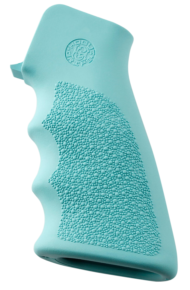 Hogue OverMolded AR-15/M16 Grip with Finger Grooves, Aqua Blue Cobblestone - 15015