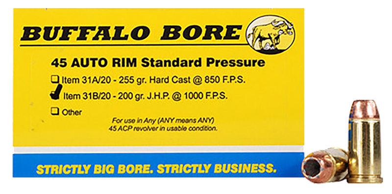 Buffalo Bore Ammunition 45 Auto Rim 200gr Jacketed Hollow Point - 31B20