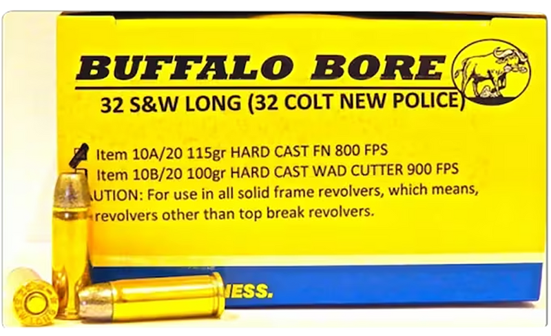 Buffalo Bore Ammunition Personal Defense Strictly Business 32 S&W Long 115gr Hard Cast Flat Nose Handgun Ammo - 10A20