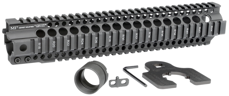 Midwest Industries T-Series AR-15 Handguard 12.625", Black Anodized - MICRT12625