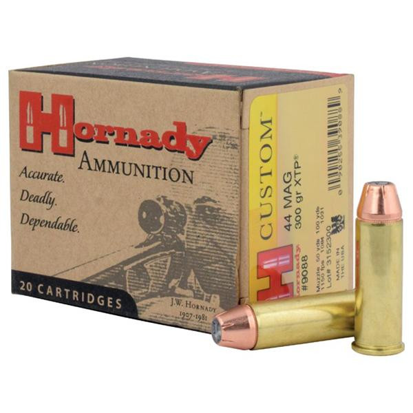 Hornady Custom 44 Rem Mag 300gr XTP Hollow Point Handgun Ammunition, 20 Round Box - 9088