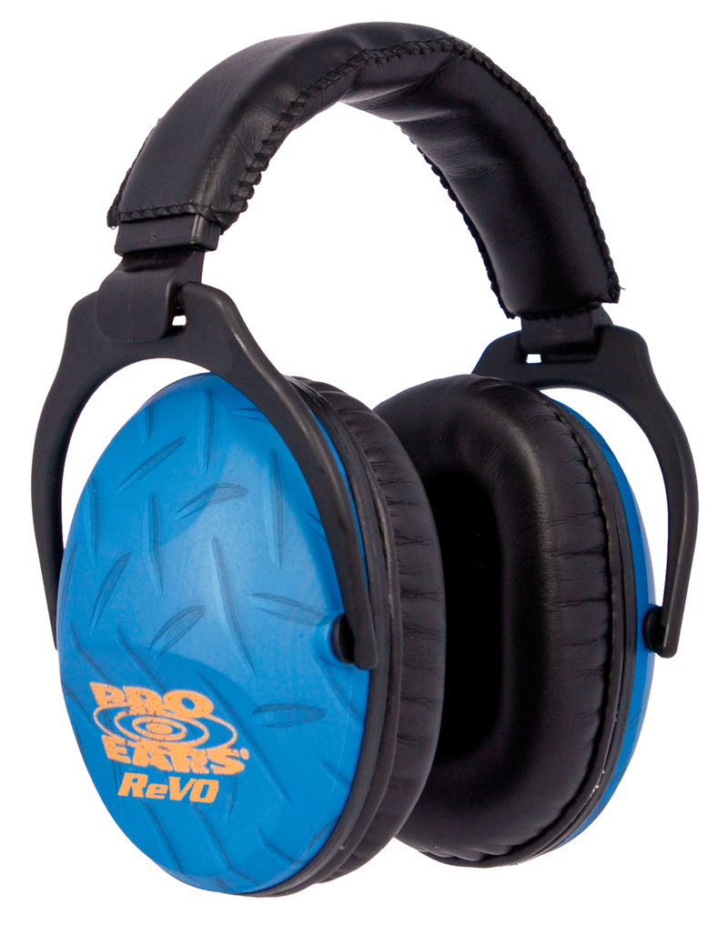 Pro Ears ReVO Passive Muff 26 dB Over the Head Hearing Protection, Black w/Blue Diamond Plate Pattern Youth - PE26UY010