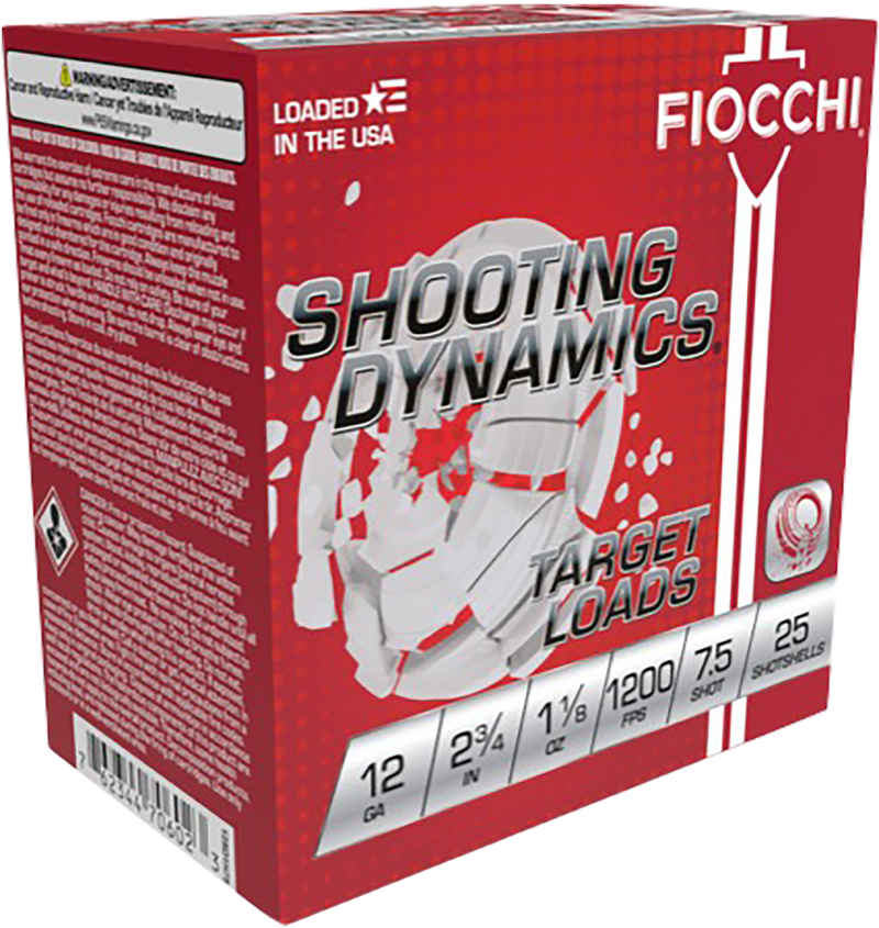 Fiocchi Shooting Dynamics Plastic 12 Gauge 1 1/8 oz #7.5 Shot 25 Round Box - 12SD18H7
