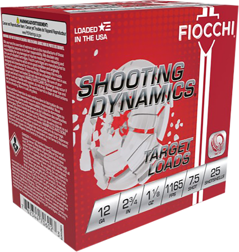 Fiocchi Shooting Dynamics Plastic 12 Gauge 1 1/8 oz #7.5 Shot 25 Round Box - 12SD18L7