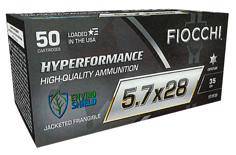 Fiocchi Hyperformance 5.7x28mm 35gr Jacketed Frangible Handgun Ammo, 50rd Box - 57JF35