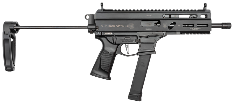 Grand Power Stribog SP9A3G 9mm Luger 8" 33+1 PDW Pistol, Black - 810091152867