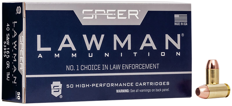 Speer Lawman 40 S&W 165gr TMJ Handgun Ammunition, 50rd Box - 53955