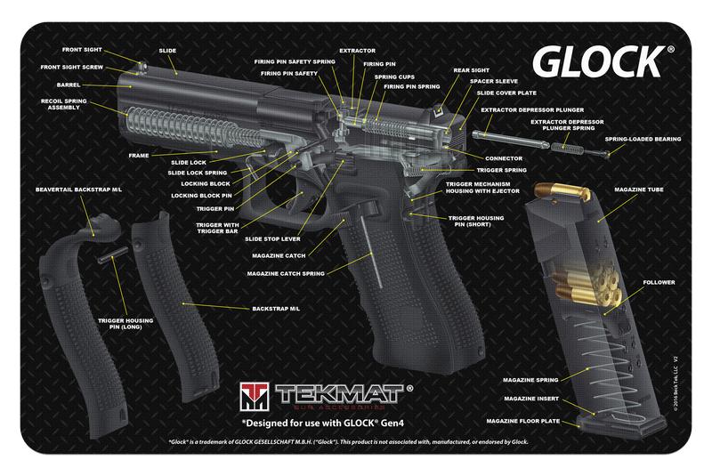 TekMat Glock 3D Cutaway Cleaning Mat, Black - TEKR17GLOCKCA