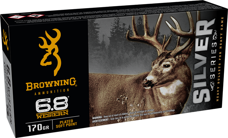 Browning Silver 6.8 Western 170gr Plated Soft Point Rifle Ammo, 20 Per Box - B192600681