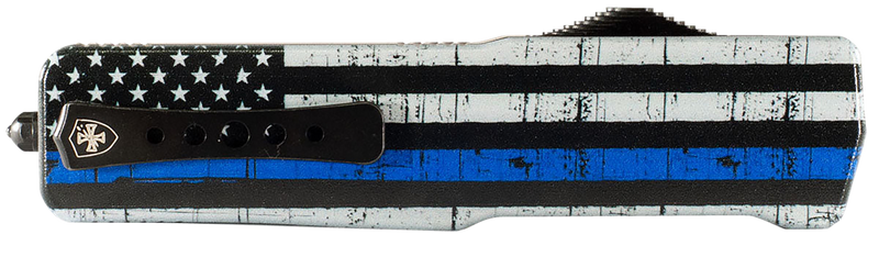 Templar Knife Premium LW We Back You Slim OTF Dagger, Black & White with Blue Line - MABTB121