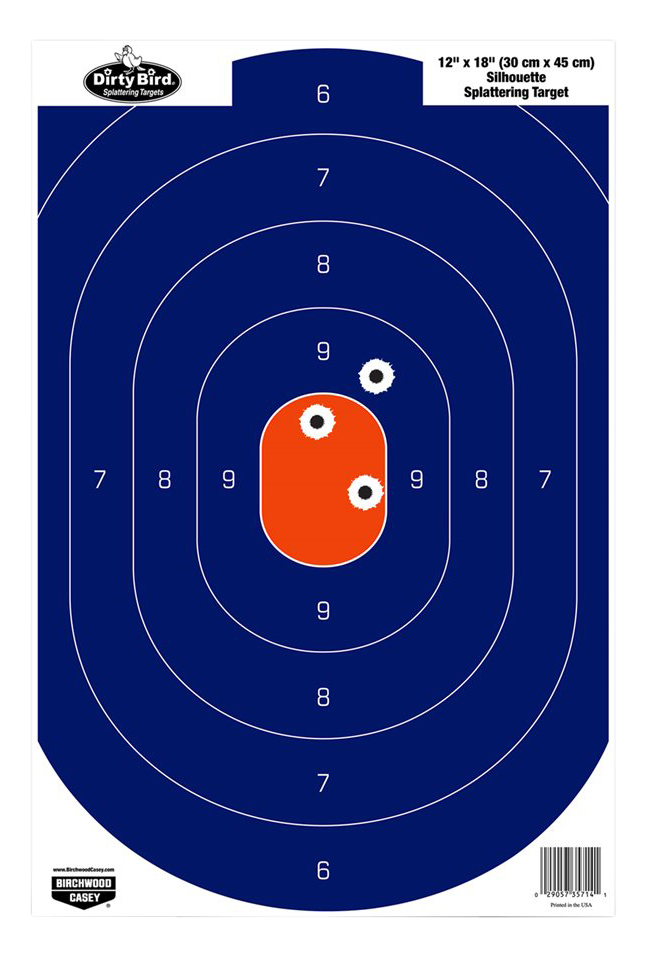 Birchwood Casey Dirty Bird Silhouette Pistol Target 12" x 18" Blue/Orange - 35720