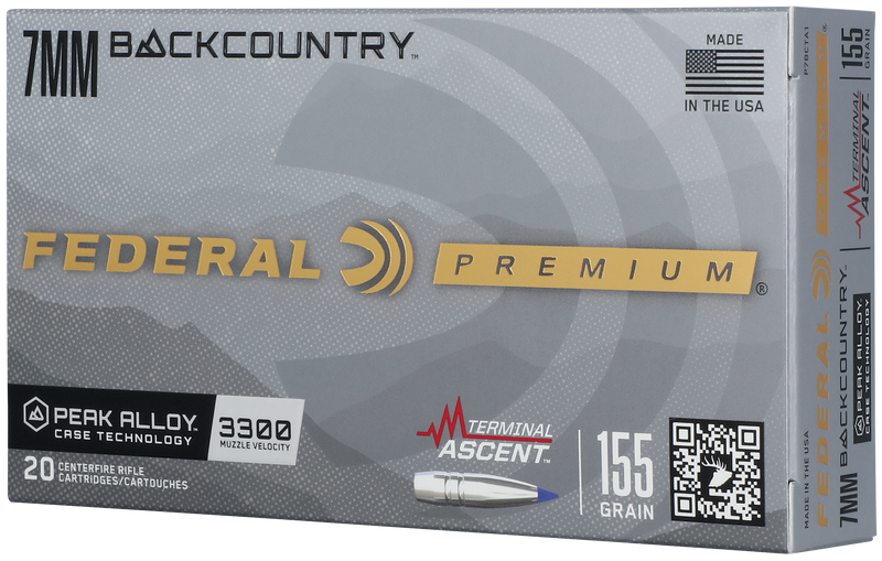 Federal Terminal Ascent 7mm Backcountry 155gr Rifle Ammo, 20rd Box - P7BCTA1