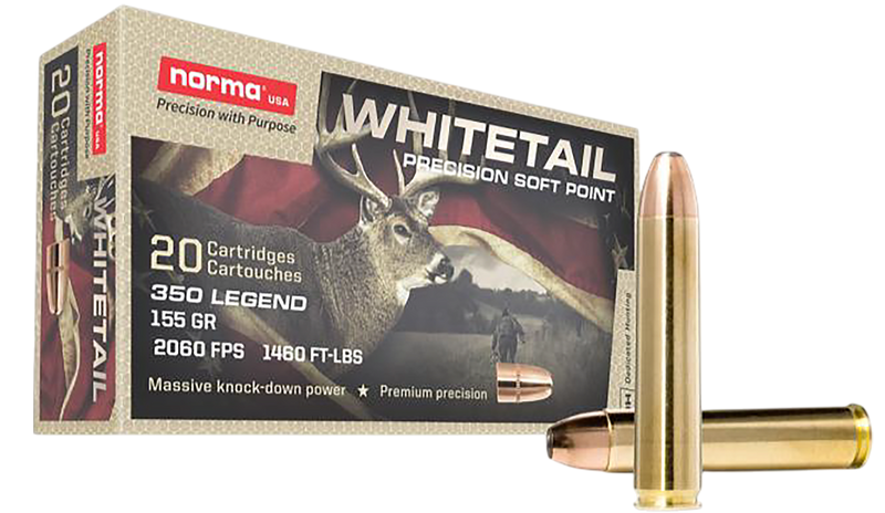 Norma Whitetail 350 Legend 155gr Soft Point Rifle Ammo, 20/Box - 603404704