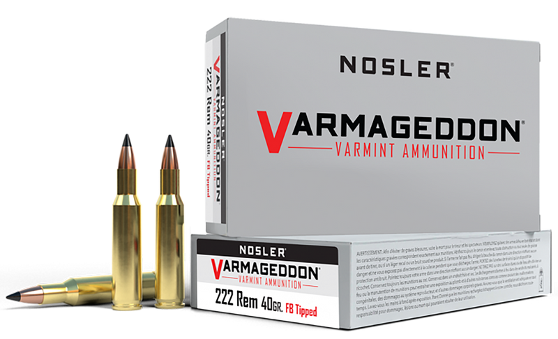 Nosler Varmageddon .222 Rem 40gr Flat Base Tipped Rifle Ammo, 20rd Box - 65135