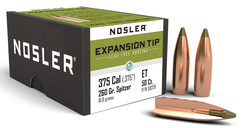 Nosler E-Tip .375 Cal 260gr Spitzer Boat Tail Lead-Free Reloading Bullets - 59379