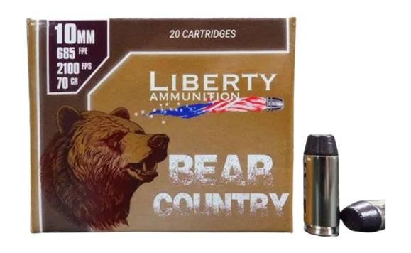 Liberty Bear Country 10mm Auto 70gr Solid Handgun Ammo, 20/Box - LABC070