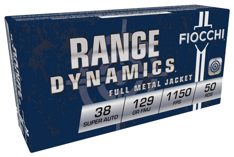 Fiocchi Range Dynamics 38 Super 129gr FMJ Handgun Ammunition 50/Box - 38SA