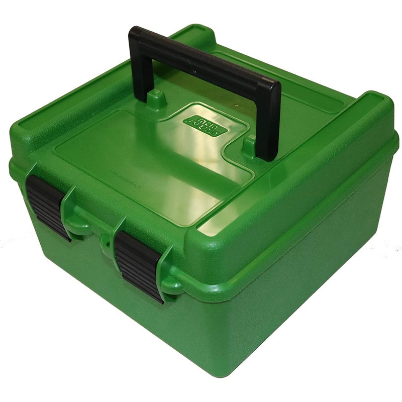 MTM Case-Gard Deluxe Rifle Ammo Box 100 Round Green Polypropylene - R10010