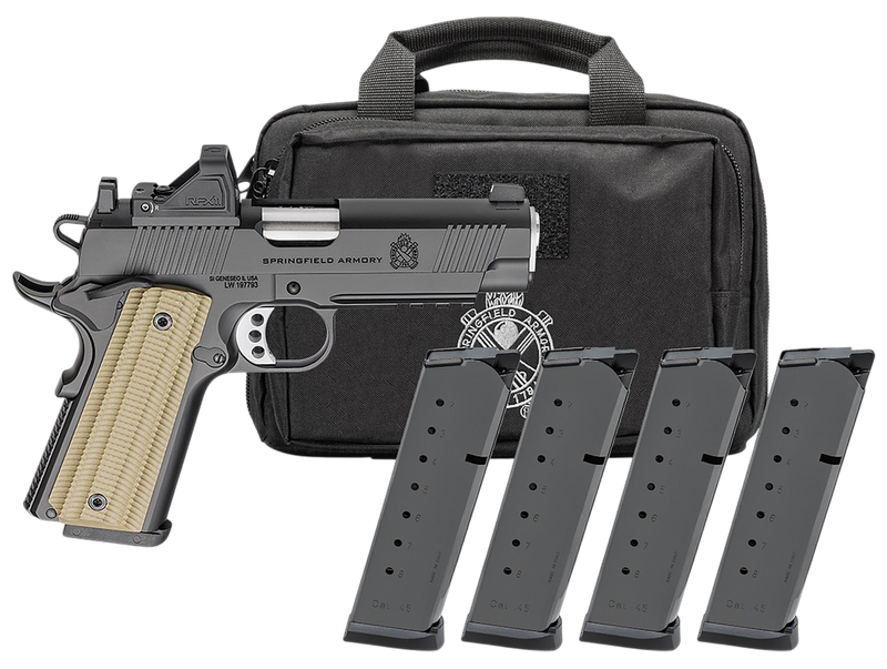 Springfield 1911 Operator AOS 45 ACP 4.25" 8rd Pistol, Black Cerakote Gear Pac - PO9228AOSPAC