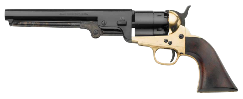 Pietta 1851 Navy .44 Cal 7.37" 6rd Revolver, Brass Frame Blued - REB44