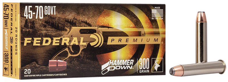 Federal Hammer Down 45-70 Government 300gr Bonded Soft Point Rifle Ammo, 20rd Box - LG45701