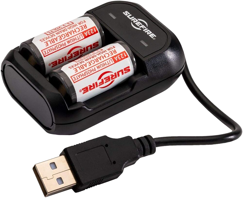 SureFire LFP123 Rechargeable Battery Kit with Charger, White - SFLFP123KIT