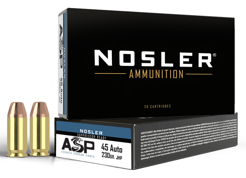 Nosler Assured Stopping Power 45 ACP 230gr Jacketed Hollow Point Handgun Ammunition, 50 Per Box - 51284