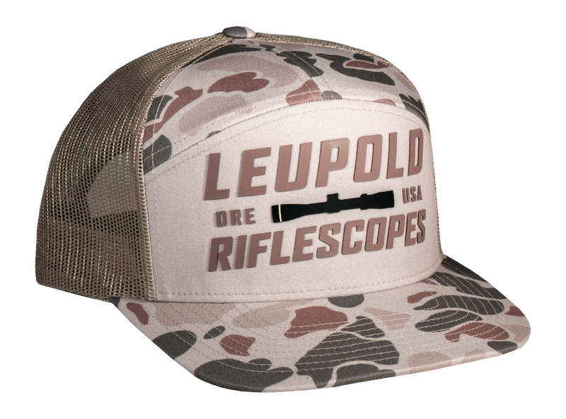Leupold 7 Panel Trucker Hat Light Tan/Harvest Duck Camo - 187747