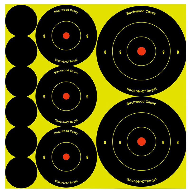 Birchwood Casey Shoot-N-C Reactive Target Variety Pack, Black/Yellow - 34608