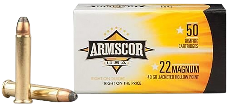 Armscor Brass 22 WMR 40gr JHP 50 Round Box - FAC22M1N