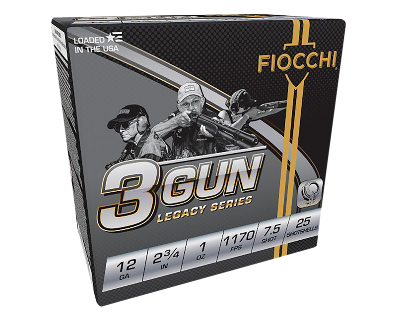 Fiocchi 3-Gun Match Legacy Series Plastic 12 Gauge 2.75" 1oz #7.5 Shot 25 Round Box - 12DL3G75